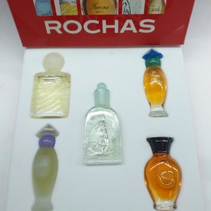 Set Rochas Coffret Geschenk Parfums EDT Miniatur, Donna, Vintage 90&#39;, Frankreich, Femme, Tocade, Eau de Rochas, Tocadilly, Freur d&#39;Eau, Nuovo.