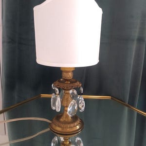 Lampada comodino 6 cristalli veri Vintage jaren 60, Italië, abatjour, in Ottomaanse stijl, funzionante, h 29 cm, perfekt.