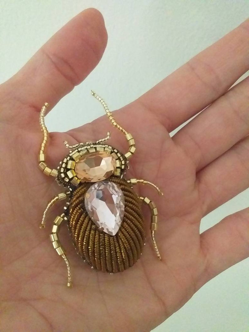 Spilla con perline ricamate a mano a forma di scarabeo: spilla con perline a forma di insetto, gioielli con perline a forma di insetto