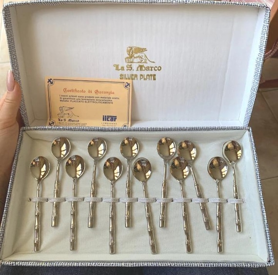 Set 12 Cucchiaini Da Te'/ Caffe' Argentate San Marco Italy