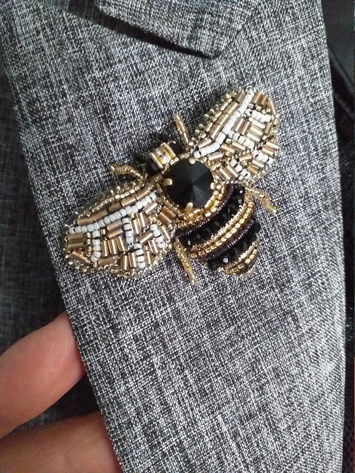 Spilla Ape Con Strass E Cristalli, Vintage Tono Oro &ndash; Gioiello Antico