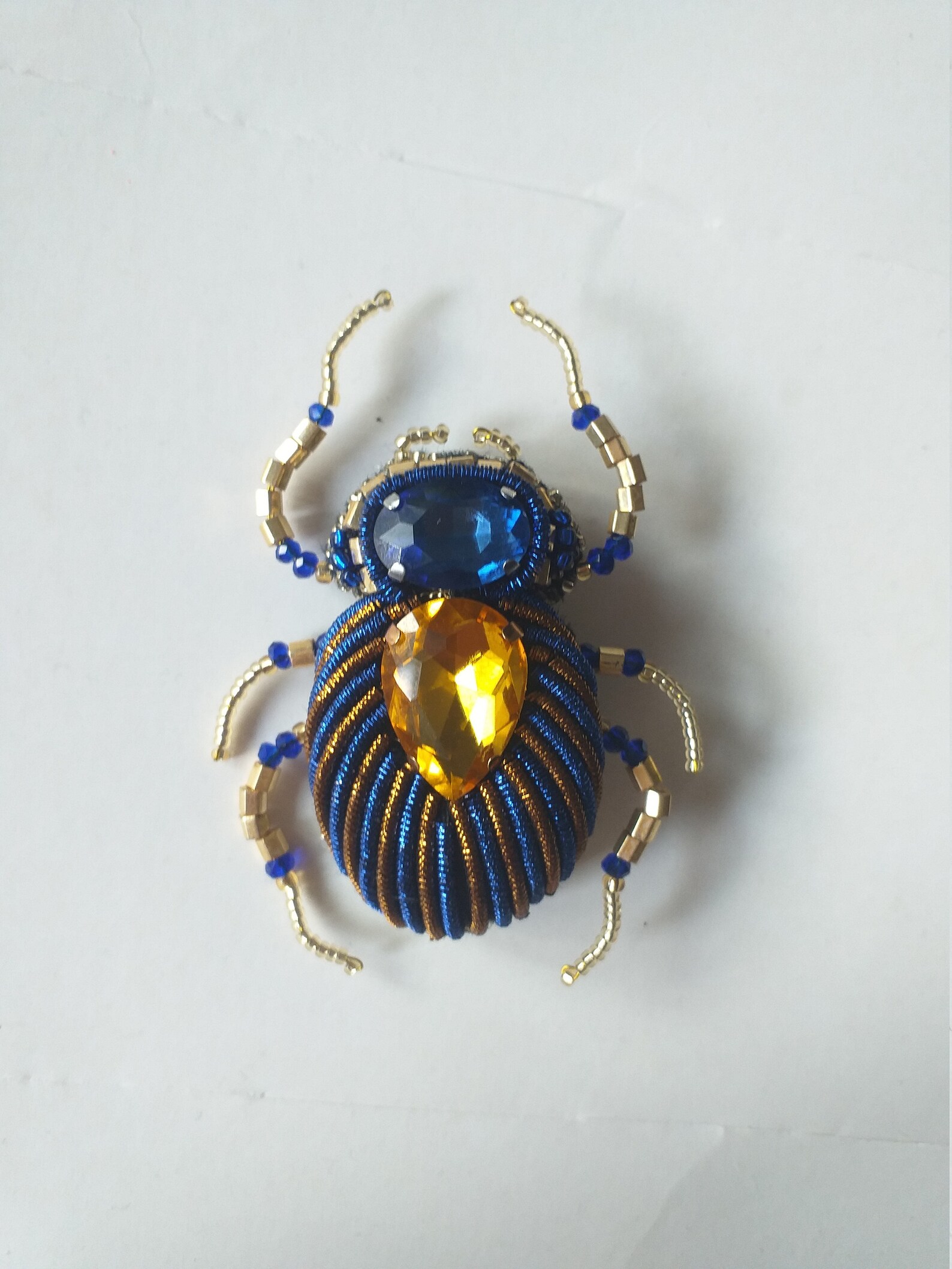 Spilla Coleottero Verde Con Strass – Placcata Oro – Smalto – The Tiny Dragon