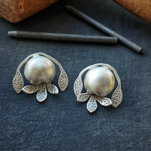 Roman Mosaic Pomagranate Earrings Sterling Silver