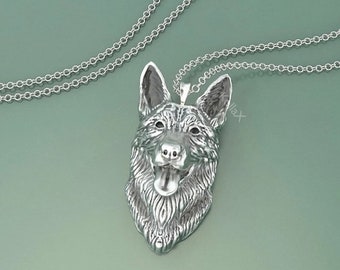 Belgian Malinois Pendant Necklace Handmade Sterling Silver Dog jewelry jewellery gift  belga belge Belgischer belgische belgischer