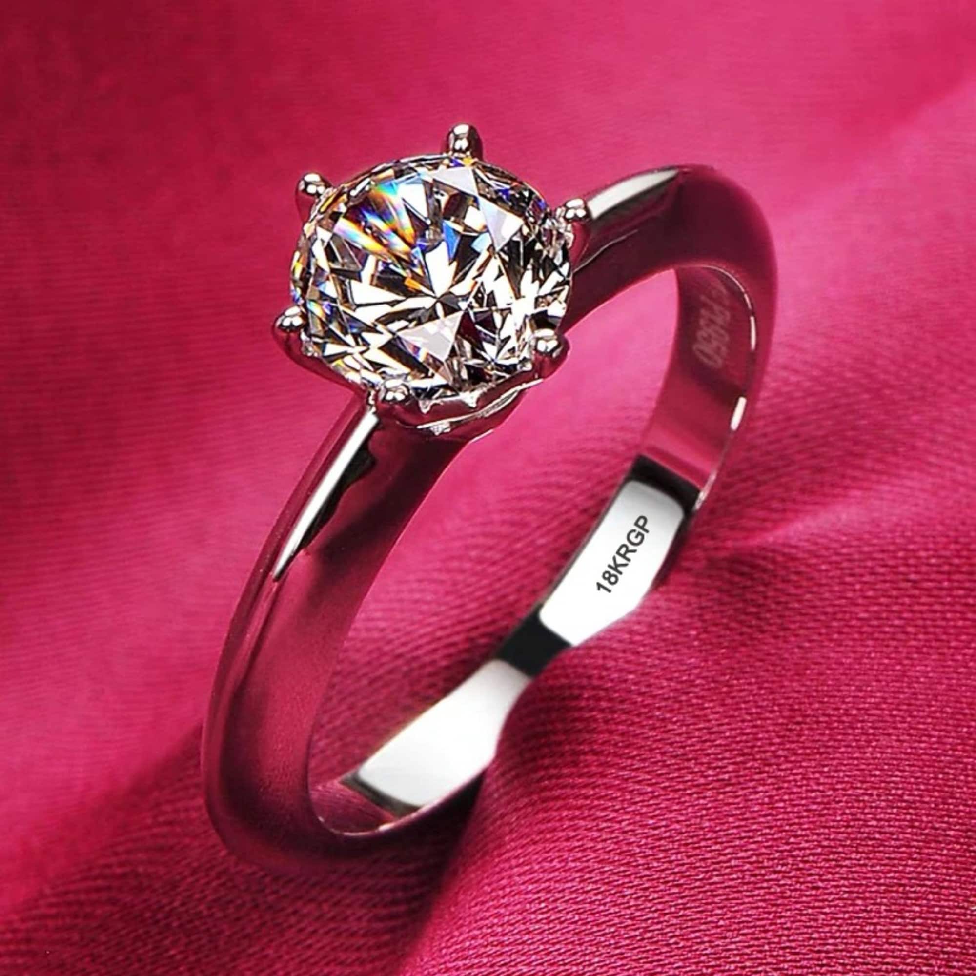 18K RGP Solitaire 2ct AAA+ CZ Diamonds Jewelry Ring 7