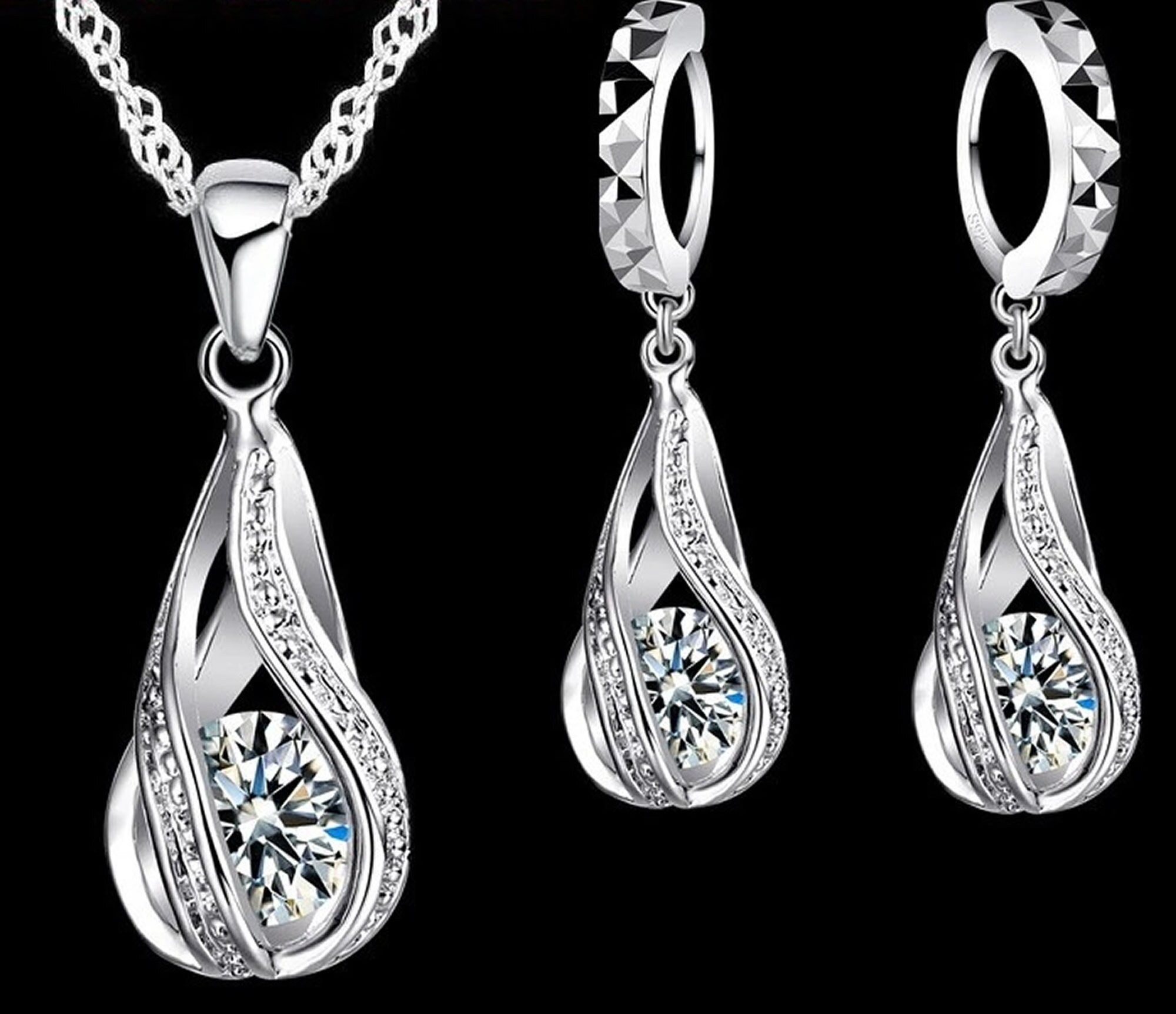 Diamond Pendant Sets Etsy Australia
