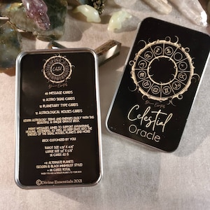 Baraja de Oráculo Celestial (Tamaño Tarot) Cartas del Oráculo Astrológico: Signos del Zodíaco, Casas y Planetas