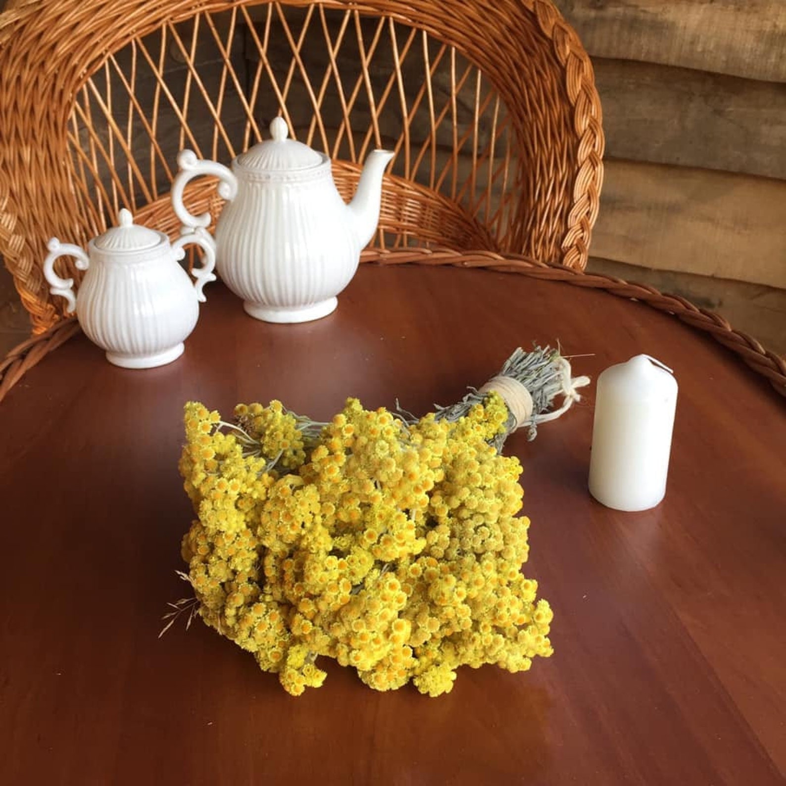 Dried Yarrow Dried Wildflowers Dried Flower Bouquet Etsy