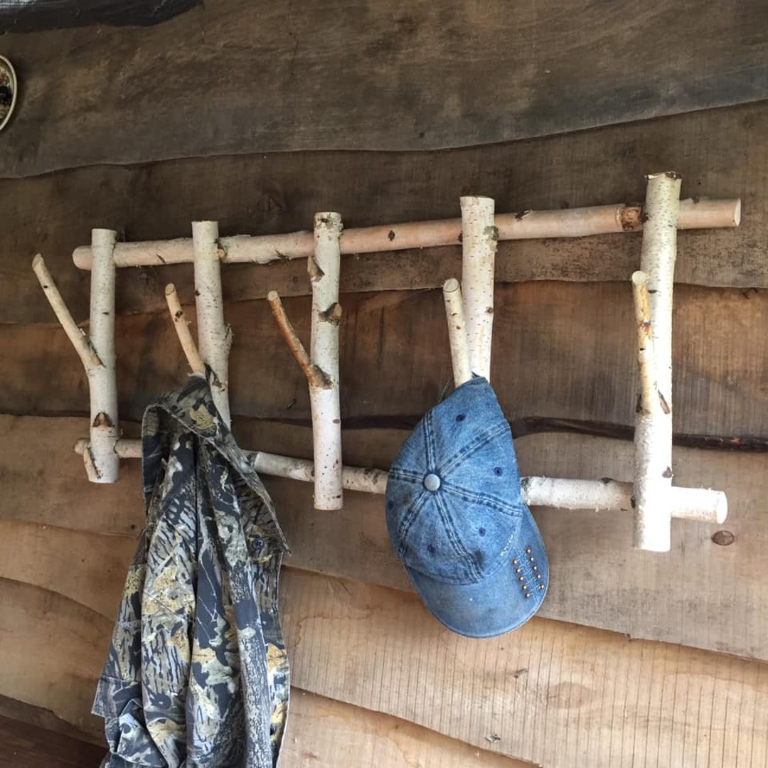 Birch Branches Clothing Hanger Rustic Coat Rack Wooden Birch Coat Rack ...
