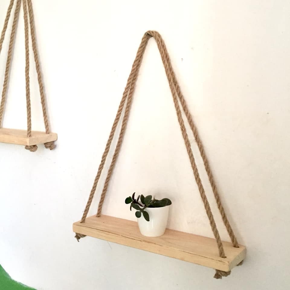 Rope Shelf Hanging Shelves Rope Plant Shelf Rustic Wall Shelf Etsy