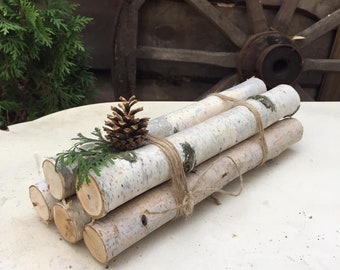 White birch Fireplace logs Cottagecore decor Birch Logs Set of 5