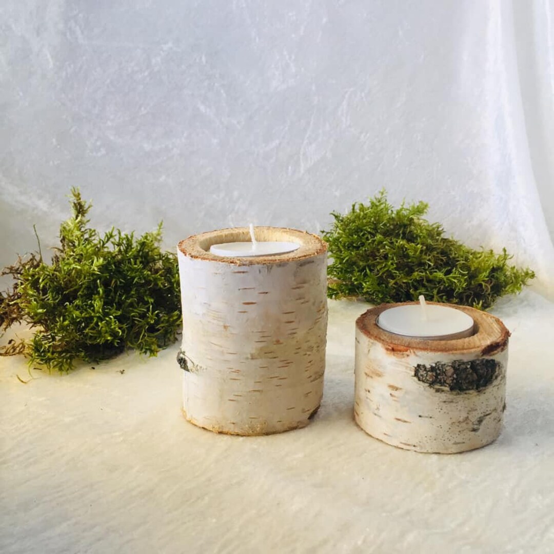 Set 2 Birch Candle Holders Wedding Centerpieces for Tables. Etsy