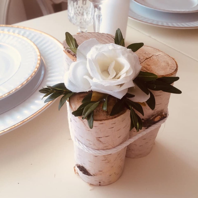 Set white birch logs decor Wedding tree centerpiece for Etsy