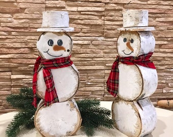 Pupazzi di neve in legno Figurina di pupazzo di neve Pupazzo di