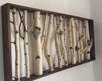 White Birch Forest Shelf, Forestcore Wall Art Decor