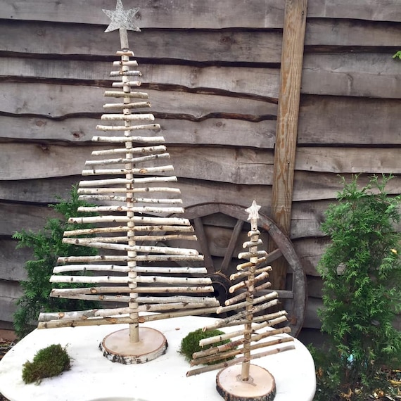 流木クリスマスツリー、白樺クリスマスツリー、コテージコア装飾