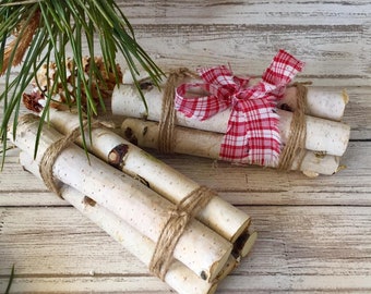 White birch logs   Tiered tray decor christmas Rustic Wood Bundle