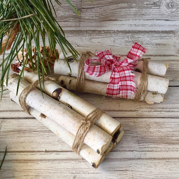 White Birch Logs Tiered Tray Decor Christmas Rustic Wood Bundle 