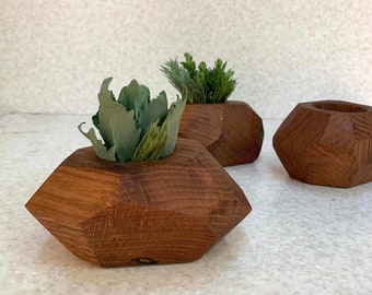 Geometrischer Übertopf aus Holz, Mini-Übertopf, Luftpflanzenhalter, umweltfreundliche Geschenke