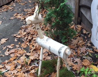 Handmade Birch Log Reindeer | Natural Wood Christmas Decor | Rustic Scandinavian Deer | Nordic Winter Decoration | Eco Gift