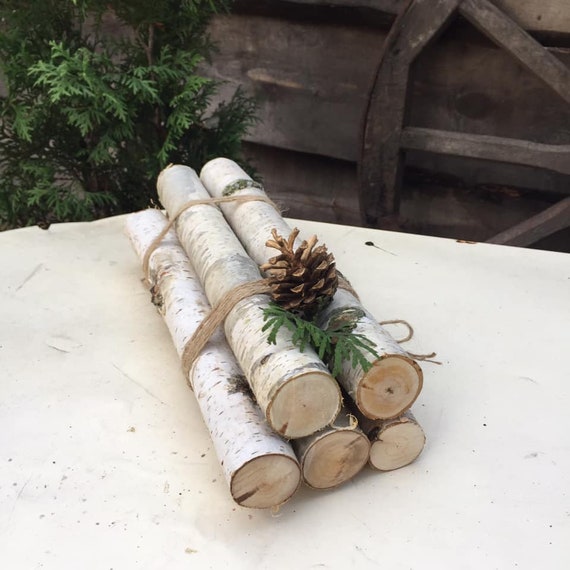 White Birch Fireplace Logs Cottagecore Decor Birch Logs Set of 5 