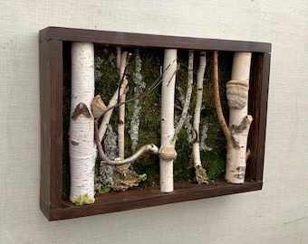 Birch tree art Moss Wall Art Forestcore decor Birch branches wall art