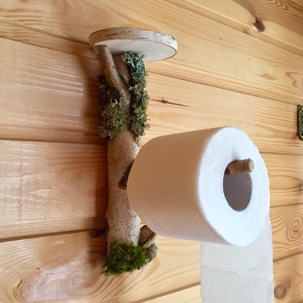 Toilet paper holder Towel hanger wooden Rustic coat rack