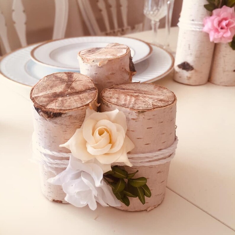Set white birch logs decor Wedding tree centerpiece for Etsy