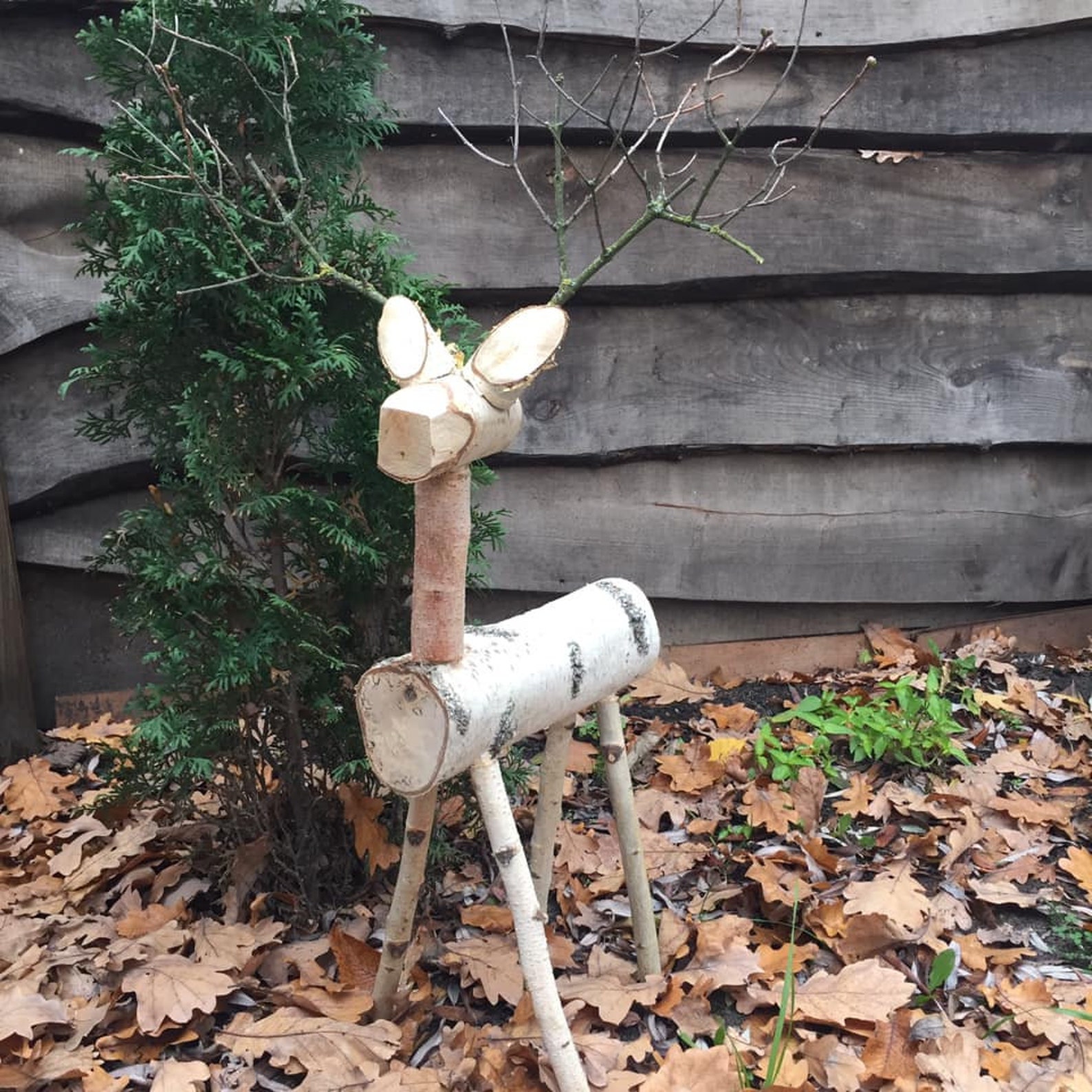 Birch Log Reindeer Wooden Reindeer Christmas Decor Birch Etsy UK
