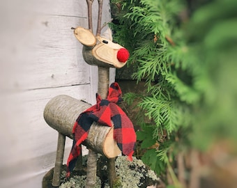 Handmade Log Reindeer  Rustic Holiday Centerpiece Log deer