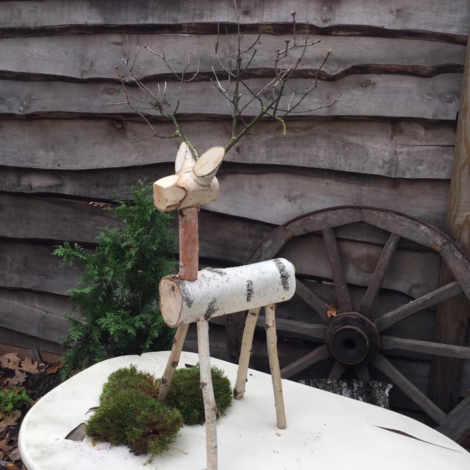 Birch Log Reindeer Wooden Reindeer Christmas Decor Birch Etsy Canada