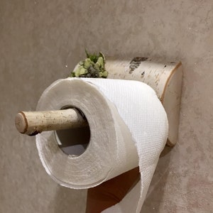 Toilet paper holder Wooden mushroom Lichen moss