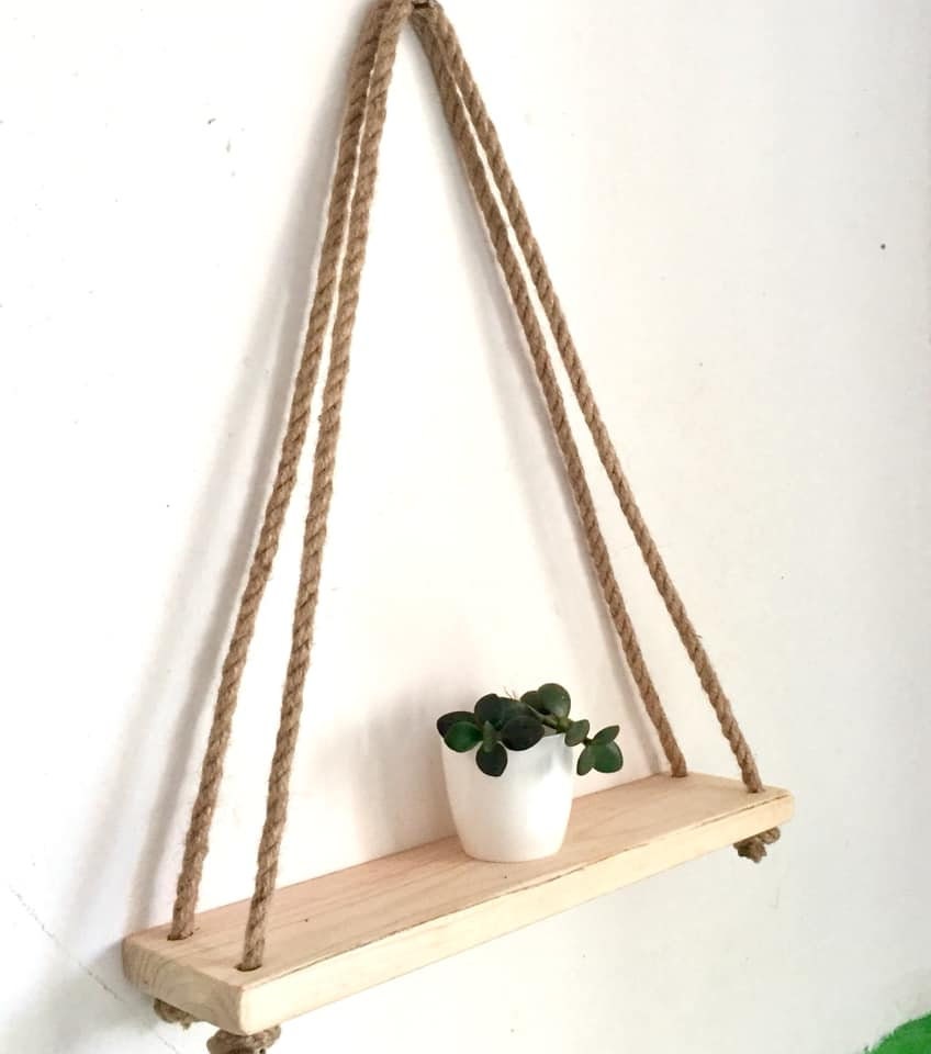 Rope Shelf Hanging Shelves Rope Plant Shelf Rustic Wall Shelf Etsy