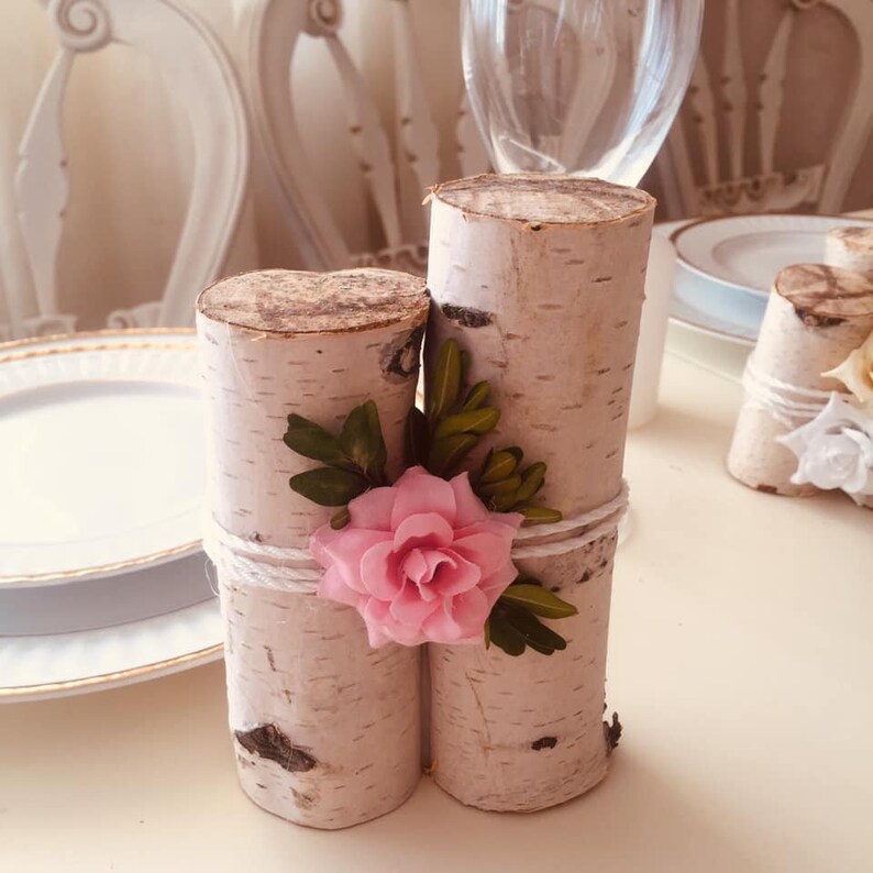 Set white birch logs decor Wedding tree centerpiece for Etsy