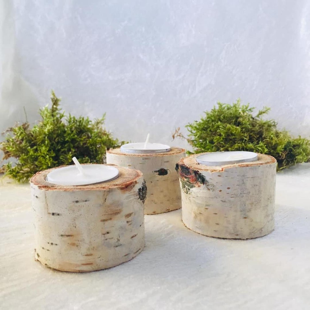 Birch Candle Holder White Birch Wood Candle Holders Christmas Etsy