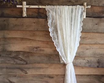 Rustic Birch Branch Curtain Rod with Wooden Hooks