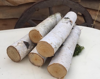 12" White Birch Logs for Fireplace Natural Birch Branches Rustic Home Decor