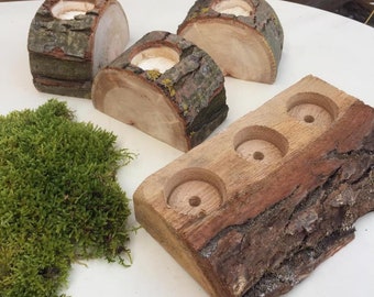 Log candle holder Tree candle holder Advent candle holder Wood candle holders