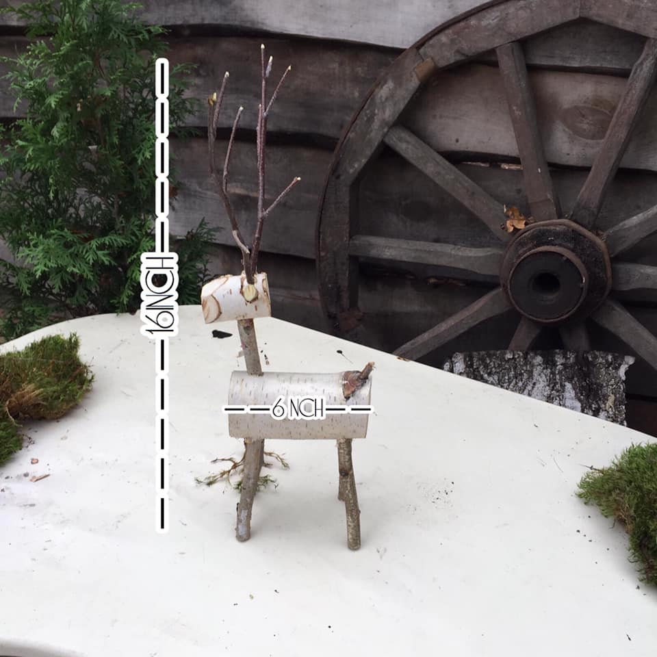 Birch log reindeer Wooden reindeer christmas decor Etsy