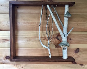 Birch tree wall decor White birch forest wall art live edge shelf Mushroom shelves