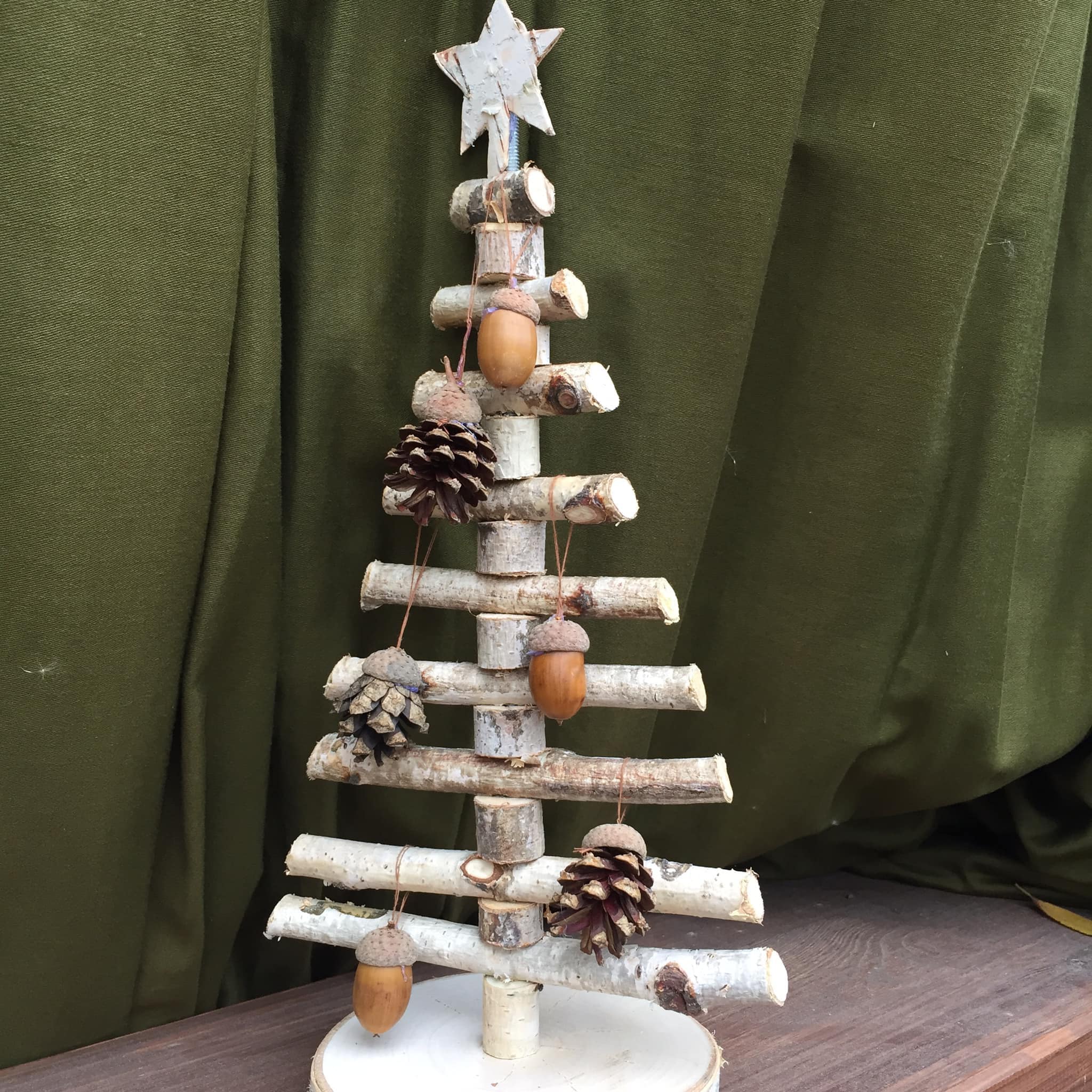 3D木製クリスマスツリー、自立型クリスマスツリー、白樺の木、エコ