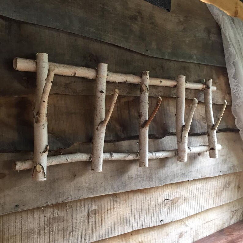 Rustic Branch Coat Rack Birch Branches Clothing Hanger Rustic Coat Rack Wooden Birch Coat Rack ...