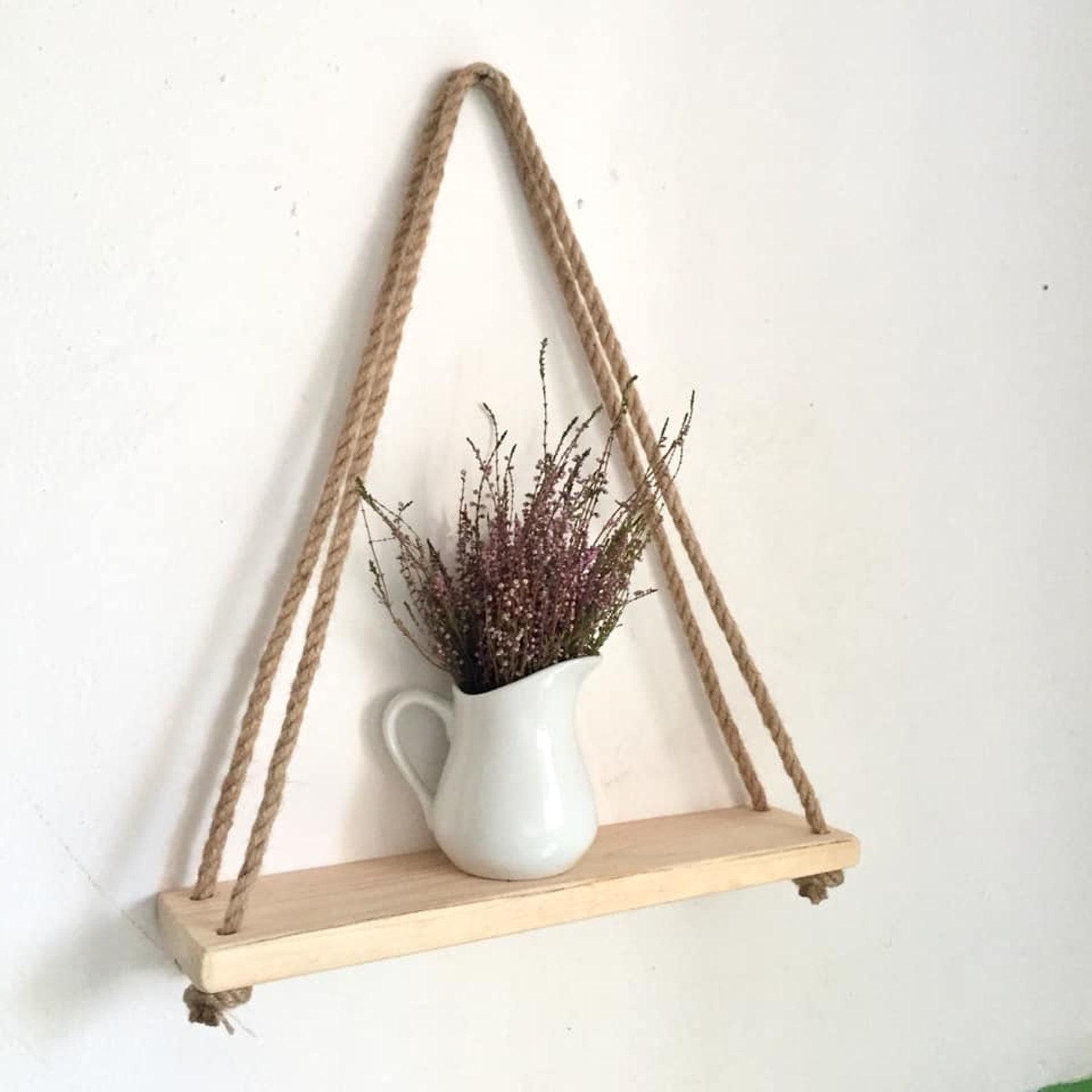 Rope Shelf Hanging Shelves Rope Plant Shelf Rustic Wall Shelf Etsy
