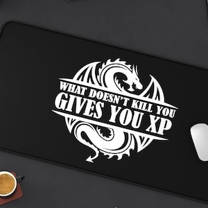 What Doesn&#39;t Kill You Gives You XP RPG Dice Mouse Pad Dungeon Master Mouse Mat Tabletop RPG Mouse Pad Tabletop Games Role Playing Desk Mat