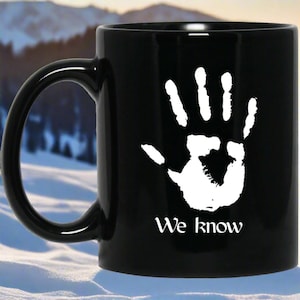 We Know Dark Brotherhood Mug | Video Game Coffee Mug | Gaming 11 oz. Black Mug