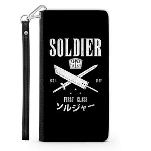 Funda para teléfono tipo billetera con el logo de Soldier First Class