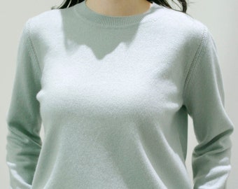 Women's 100%Cashmere Sweater/ Basic Crew Neck Pullover with Pointelle Armhole details/ Everyday Knits/ Inner Mongolia Cashmere