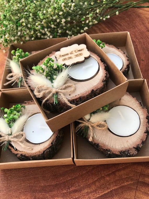 rustic tealight holder Bridesmaid Gifts Personalized Wedding Shower favors bridal shower favors Gift Wood favors Personalized candle