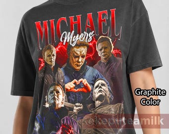 Michael Myers T-Shirt, Halloween Horror Movie Graphic Tee, Classic Slasher Villain, Scary Movie Fan Gift Vintage 90s Poster Graphic Tee ID