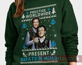 Step Brothers Ugly Christmas Sweater - Prestige Worldwide Boats N' Hoes Funny Christmas Sweater RZ